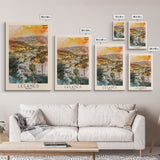 Leganes Spain Travel Poster Framed Canvas Print, Vibrant Cityscape, Watercolor Painting, Wall Art, Home Decor, Travel Print, Artistic Gift