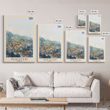 Peristeri Greece Travel Poster Framed Canvas Print, Watercolor Painting, Scenic Wall Art, Home Decor, Greek Landscape, Classic Art