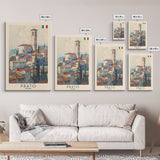 Prato Italy Travel Poster Framed Canvas Print, Watercolor Painting, Scenic Wall Art, Home Decor, Italian Landscape, Vibrant Art