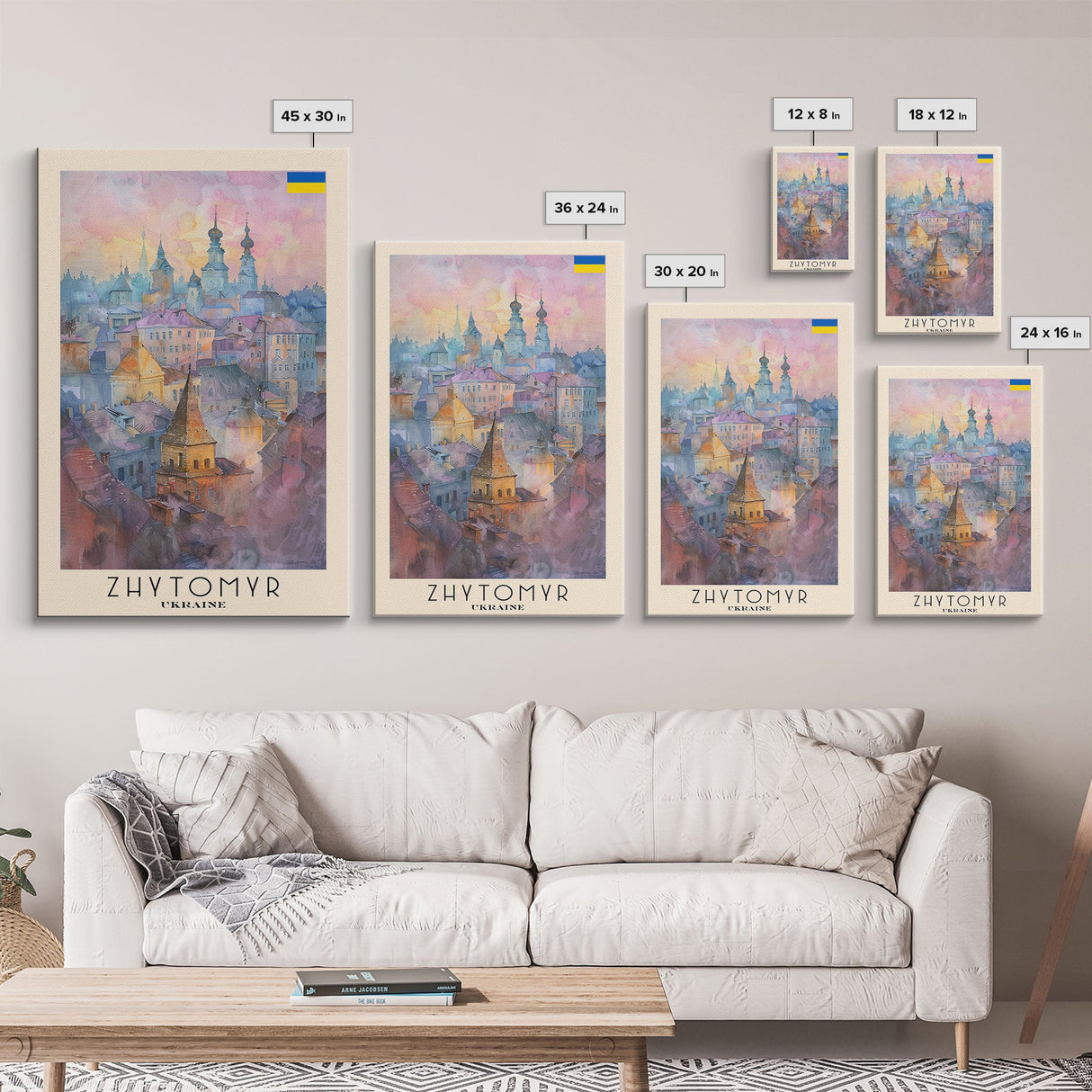 Zhytomyr Ukraine Travel Poster Framed Canvas Print, Watercolor Painting, Scenic Wall Art, Home Decor, Ukrainian Landscape, Perfect Gift