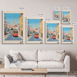 Amadora Portugal Travel Poster Framed Canvas Print, Midcentury Modern Art, Pop Art Decor, Wall Art, Vacation Gift, Living Room Decoration, Scenic Print