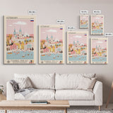 Astrakhan Russia Travel Poster Framed Canvas Print, Midcentury Modern Art, Pop Art Wall Decor, Home Decor, Vacation Gift, Living Room Art