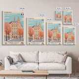 Bordeaux France Travel Poster Framed Canvas Print, Midcentury Modern Art, Pop Art Home Decor, Scenic Wall Art, Living Room Decoration