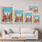 Bradford United Kingdom Travel Poster Framed Canvas Print, Midcentury Modern Art, Pop Art Wall Decor, Home Decor, Vacation Gift, Living Room Art