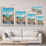 Brčko Bosnia and Herzegovina Travel Poster Framed Canvas Print, Midcentury Modern Art, Pop Art Wall Decor, Home Decor, Living Room Art