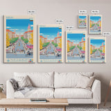Burgas Bulgaria Travel Poster Framed Canvas Print, Midcentury Modern Art, Pop Art Wall Decor, Home Decor, Vacation Gift, Living Room Art