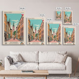 Bydgoszcz Poland Travel Poster Framed Canvas Print, Midcentury Modern Art, Pop Art Wall Decor, Home Decor, Vacation Gift, Living Room Art
