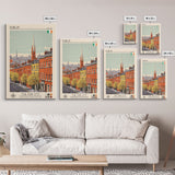 Dublin Ireland Travel Poster Framed Canvas Print, Midcentury Modern Art, Pop Art Wall Decor, Scenic Bedroom Art, Office Decoration