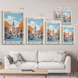Enschede Netherlands Travel Poster Framed Canvas Print, Midcentury Modern Art, Pop Art Wall Decor, Scenic Wall Art, Bedroom Decoration