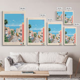 Glyfada Greece Travel Poster Framed Canvas Print, Midcentury Modern Art, Pop Art Wall Decor, Scenic Wall Art, Bedroom Decoration, Office Art