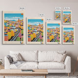 Gothenburg Sweden Travel Poster Framed Canvas Print, Midcentury Modern Art, Pop Art Wall Decor, Scenic Bedroom Art, Office Decoration