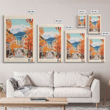 Grenoble France Travel Poster Framed Canvas Print, Midcentury Modern Art, Pop Art Wall Decor, Home Decor, Vacation Gift, Office Art