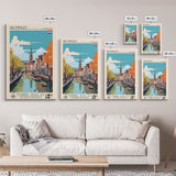 Groningen Netherlands Travel Poster Framed Canvas Print, Midcentury Modern Art, Pop Art Wall Decor, Scenic Living Room Art, Bedroom Gift