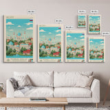 Grozny Russia Travel Poster Framed Canvas Print, Midcentury Modern Art, Pop Art Wall Decor, Scenic Wall Art, Living Room Decoration, Office Art