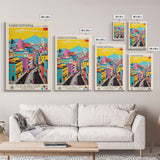 Kahramanmaraş Turkey Travel Poster Framed Canvas Print, Midcentury Modern Art, Pop Art Wall Decor, Scenic Living Room Art, Bedroom Gift