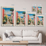Kallithea Greece Travel Poster Framed Canvas Print, Midcentury Modern Art, Pop Art Wall Decor, Scenic Wall Art, Living Room Decoration, Office Gift