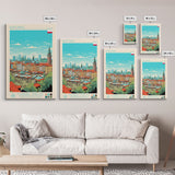 Katowice Poland Travel Poster Framed Canvas Print, Midcentury Modern Art, Pop Art Wall Decor, Home Decor, Vacation Gift, Office Art