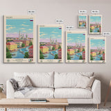 Kazan Russia Travel Poster Framed Canvas Print, Midcentury Modern Art, Pop Art Wall Decor, Scenic Bedroom Art, Office Decoration