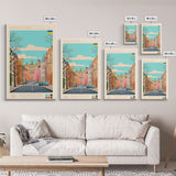 Khmelnytskyi Ukraine Travel Poster Framed Canvas Print, Midcentury Modern Art, Pop Art Wall Decor, Scenic Wall Art, Living Room Decoration, Office Gift