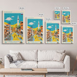 Korolyov Russia Travel Poster Framed Canvas Print, Midcentury Modern Art, Pop Art Wall Decor, Scenic Bedroom Art, Office Decoration