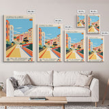 L'Hospitalet de Llobregat Spain Travel Poster Framed Canvas Print, Midcentury Modern Art, Pop Art Wall Decor, Home Decor, Vacation Gift, Office Art