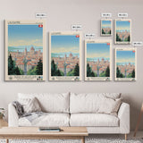 Lausanne Switzerland Travel Poster Framed Canvas Print, Midcentury Modern Art, Pop Art Wall Decor, Scenic Wall Art, Living Room Decoration, Office Art