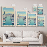 Le Havre France Travel Poster Framed Canvas Print, Midcentury Modern Art, Pop Art Wall Decor, Scenic Bedroom Art, Office Decoration