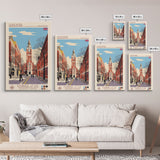 Leicester United Kingdom Travel Poster Framed Canvas Print, Midcentury Modern Art, Pop Art Wall Decor, Home Decor, Vacation Gift, Office Art