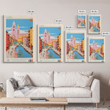 Lleida Spain Travel Poster Framed Canvas Print, Midcentury Modern Art, Pop Art Wall Decor, Scenic Art, Living Room and Office Gift