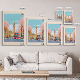 London United Kingdom Travel Poster Framed Canvas Print, Wall Decor, Midcentury Modern Art, Pop Art, Scenic Art for Office and Home