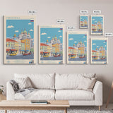 Makhachkala Russia Travel Poster Framed Canvas Print, Midcentury Modern Art, Pop Art Wall Decor, Scenic Wall Art, Living Room Decoration, Office Art