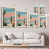 Marbella Spain Travel Poster Framed Canvas Print, Midcentury Modern Art, Pop Art Wall Decor, Scenic Living Room Art, Bedroom Decor