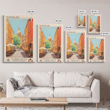 Montpellier France Travel Poster Framed Canvas Print, Midcentury Modern Art, Pop Art Wall Decor, Scenic Living Room Art, Bedroom Gift