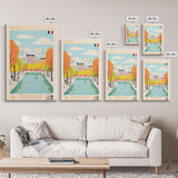 Nantes France Travel Poster Framed Canvas Print, Midcentury Modern Art, Pop Art Wall Decor, Scenic Wall Art, Bedroom Decoration
