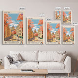 Nyiregyhaza Hungary Travel Poster Framed Canvas Print, Midcentury Modern Art, Pop Art Wall Decor, Scenic Wall Art, Living Room Decoration, Office Art
