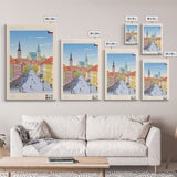 Pardubice Czech Republic Travel Poster Framed Canvas Print, Midcentury Modern Art, Pop Art Wall Decor, Home Decor, Vacation Gift, Bedroom Art