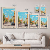 Pärnu Estonia Travel Poster Framed Canvas Print, Midcentury Modern Art, Pop Art Wall Decor, Scenic Wall Art, Bedroom Decoration