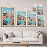 Plymouth United Kingdom Travel Poster Framed Canvas Print, Midcentury Modern Art, Pop Art Wall Decor, Scenic Bedroom Art, Office Decoration