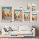 Prievidza Slovakia Travel Poster Framed Canvas Print, Midcentury Modern Art, Pop Art Wall Decor, Scenic Wall Art, Living Room Decoration, Office Art
