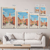 Salamanca Spain Travel Poster Framed Canvas Print, Midcentury Modern Art, Pop Art Wall Decor, Scenic Wall Art, Bedroom Decoration