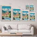 Salzburg Austria Travel Poster Framed Canvas Print, Midcentury Modern Art, Pop Art Wall Decor, Scenic Wall Art, Bedroom Art