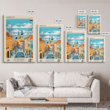 Saratov Russia Travel Poster Framed Canvas Print, Midcentury Modern Art, Pop Art Wall Decor, Home Decor, Vacation Gift