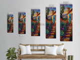 Contemporary Tuscan Style Oil Painting, Sunset Painting Framed and Printed on Canvas, Spanish Art, Living Room Wall Art Print, Mountain Art