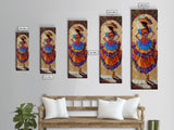 Jalisco Mexican Dancer Textured Oil Painting Printed and Framed on Canvas, Vertical Narrow Art Print, Mexican Inspired Home Decor
