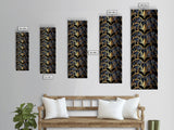 Gold Art Deco Pattern on Black Background - Framed Canvas Print, Midcentury Modern Art, Skinny Art, Tall Art, Living Room Wall Decor, Minimalist Art