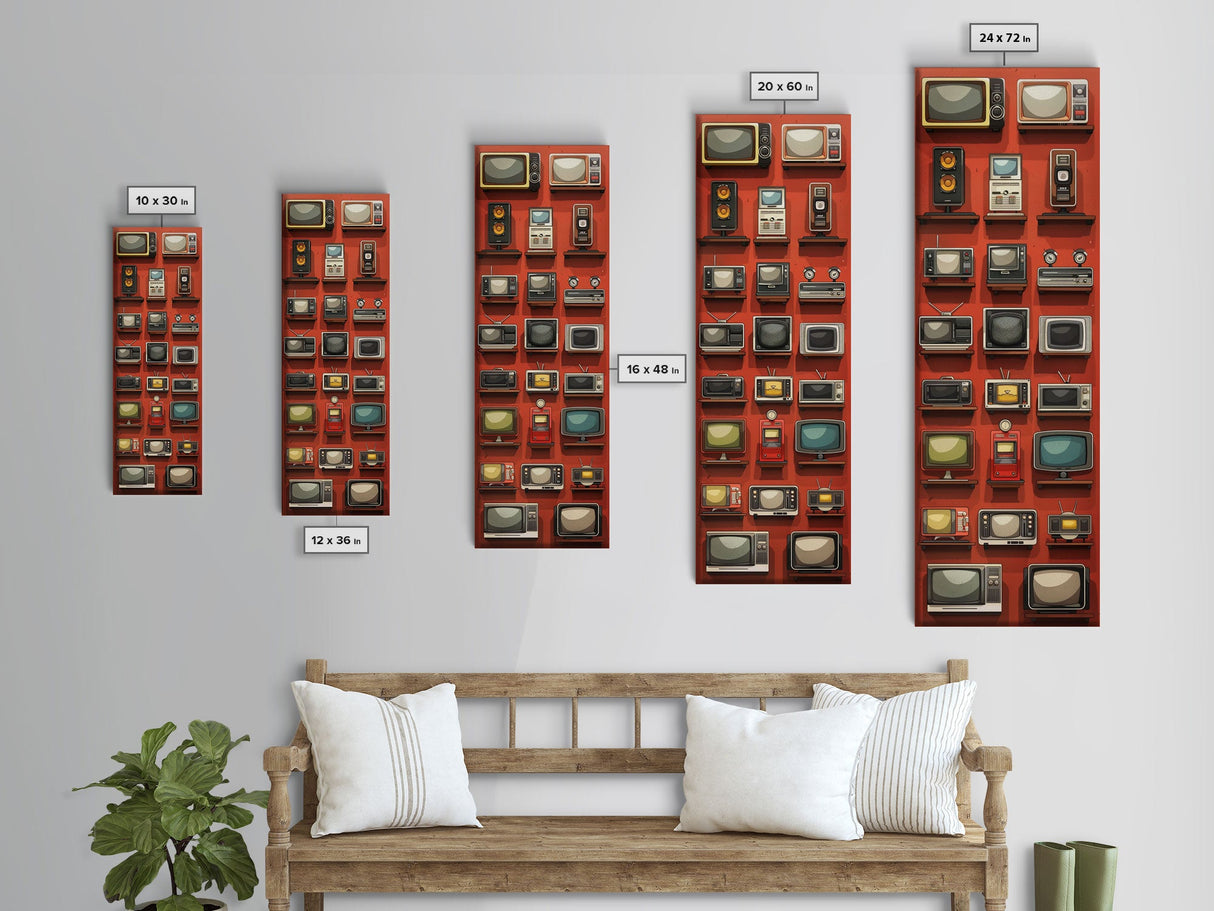 Retro Televions Framed Canvas Print, Retro Decor, Man Cave Art, Gift For Him