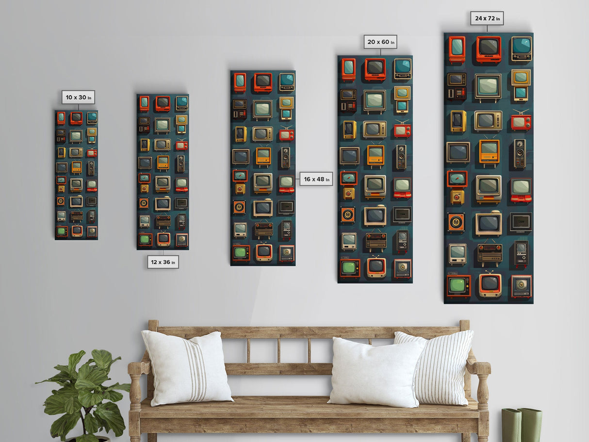 Retro Televions Framed Canvas Print, Retro Decor, Man Cave Art, Gift For Him