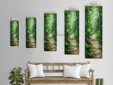 Lush Forest Pathway Art - Framed Canvas Print, Farmhouse Art, Boho Art, Skinny Art, Tall Art, Living Room Decor, Nature Wall Art for Home Decor