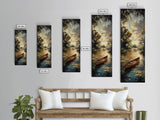 Antique Canoe Framed Canvas Print, lake House Decor, Lake Life Wall Art, Tall Wall Art For Small Spaces