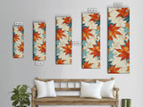 Japanese Autumn Leaves Canvas Print In Ukiyo-e Style, Traditional Woodblock Art, Framed Canvas Print, Tall Skinny Japanese Wall Art, Ready To Hang